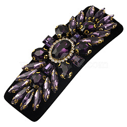 Cloth & Alloy & Glass Rhinestone Snap Hair Clips, Hair Accessories for Women & Girls, Tanzanite, 90x30mm(PW-WG79D0C-05)