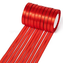 Valentines Day Gifts Boxes Packages Single Face Satin Ribbon, Polyester Ribbon, Red, 3/8 inch(10mm) wide, 25yards/roll(22.86m/roll), 10rolls/group, 250yards/group(228.6m/group)(RC011-26)