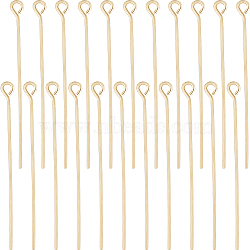 Brass Eye Pins, for Jewelry Making, Real 18K Gold Plated, 21 Gauge, 40x0.7mm, Hole: 1.5mm, about 100pcs(KK-BBC0012-23B)
