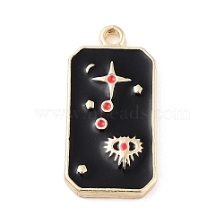 Tarot Alloy Enamel Pendants, Golden, Rectangle Charm, Eye, 26x13x3mm, Hole: 2mm(FIND-Z057-02G-02)