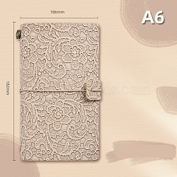 A6 Retro Embossed Imitation Leather Journal Notebook, with 3 Style Paper Inside Page Pamphlet, Rectangle, Tan, 182x106mm, about 96 sheets/book(SCRA-PW0004-050E)