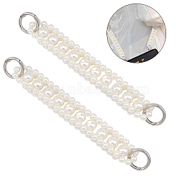 Plastic Imitation Pearl Beaded Chain Bag Handle, with Alloy Spring Gate Rings, for Shoulder Bag Replacement Accessories, Platinum, 21x2.6x1.55cm(FIND-WH0111-170)