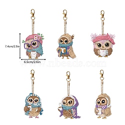 Owl Diamond Painting Pendant Decoration Kits, Including Acrylic Board, Pendant Decoration Clasp, Bead Chain, Rhinestones Bag, Diamond Sticky Pen, Tray Plate and Glue Clay, Mixed Color, 70x50mm(PW-WG76766-01)