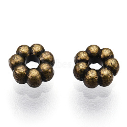 Tibetan Style Alloy Daisy Spacer Beads, Flower, Cadmium Free & Nickel Free & Lead Free, Antique Bronze, 4.5x1.5mm, Hole: 1mm, about 6876~6962pcs/1000g(TIBEB-S039-047AB-NR)