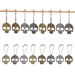 4 Sets Skull Shower Curtain Hooks, with Iron Curtain Rings, for Bathroom Decoration, Mixed Color, 140mm, 4pcs/set(DIY-CA0005-39)