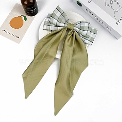 Cloth Snap Hair Clips, Bowknot, Hair Accessories for Women Girls, Yellow Green, 360x195mm(PW-WGB3DBB-02)