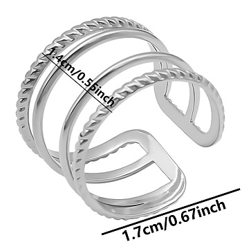 Minimalist Hollow 304 Stainless Steel Cuff Rings, Wide Band Open Rings
