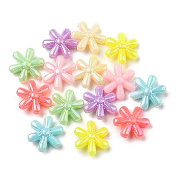 Acrylic Beads, AB Color Plated, Flower, Mixed Color, 14.5x13x5.5mm, Hole: 1.4mm, 1470pcs/500g