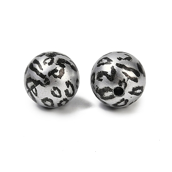 Printed Acrylic Beads, Round, Leopard Print Pattern, Gainsboro, 15.5mm, Hole: 2mm