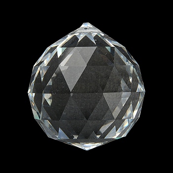 Transparent K9 Glass Pendants, Faceted, Teardrop Charms, for Chandelier, Spherical, Clear, 40mm
