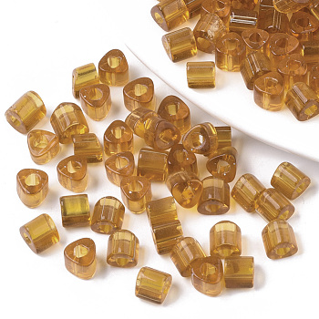 Transparent Glass Beads, Triangle, Triangle Hole, Peru, 6x7mm, Hole: 2.5x2.5mm, about 1100pcs/bag