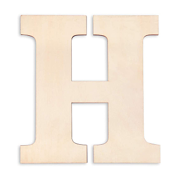 Letter Unfinished Wood Blank Cutouts, for DIY Crafts, Wedding, Home Decoration and Paint, Letter.H, 30x29.5x0.3cm