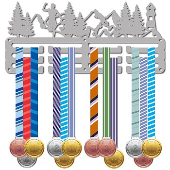 Iron Medal Holder, Medal Display Hanger Rack, Medal Holder Frame, with Standoff Pins, Mountain, 130x290mm, Hole: 5mm