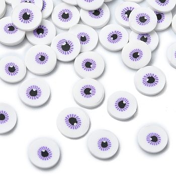 Handmade Polymer Clay Cabochons, Evil Eye, Purple, 5.5x1mm, about 34483pcs/1000g