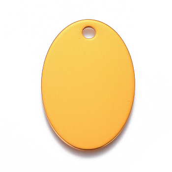 Pet Aluminium Pendants, Stamping Blank Tag, Oval, Gold, 38x25x1mm, Hole: 3.5mm