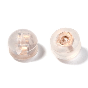 316 Surgical Stainless Steel Ear Nuts, with TPE Plastic  Findings, Earring Backs, Half Round/Dome, Rose Gold, 4.5x5mm