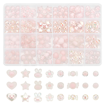 Transparent Acrylic Beads, Bead in Bead, Mixed Shapes, Mixed Color, 9~14x9.5~21.5x6~11.5mm, Hole: 2~2.5mm