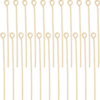 Brass Eye Pins, for Jewelry Making, Real 18K Gold Plated, 21 Gauge, 40x0.7mm, Hole: 1.5mm, about 100pcs