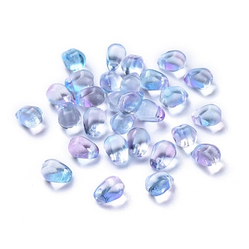 Transparent Glass Charms, Dyed & Heated, Faceted, Teardrop, Light Sky Blue, 6x5.5x6.5mm, Hole: 0.8mm