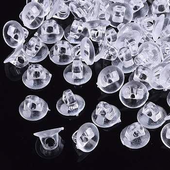 Transparent AS Plastic Charm Base Settings, for Flat Back Cabochons, Hair Findings, DIY Hair Tie Accessories, Clear, 7.5x5mm, hole: 2mm, about 10000pcs/bag