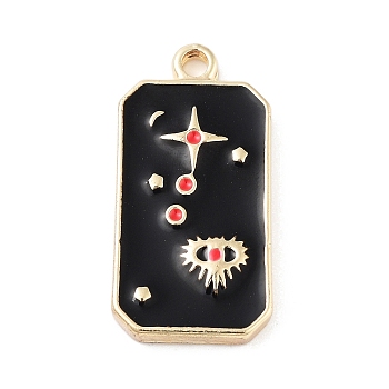 Tarot Alloy Enamel Pendants, Golden, Rectangle Charm, Eye, 26x13x3mm, Hole: 2mm