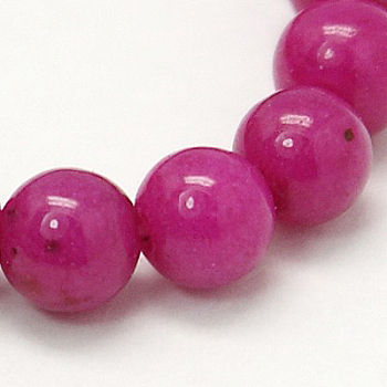 Natural Mashan Jade Round Beads Strands, Dyed, Medium Violet Red, 6mm, Hole: 1mm, about 69pcs/strand, 15.7 inch