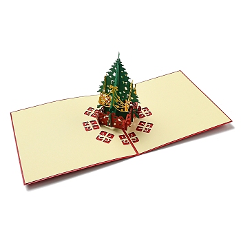 3D Pop Up Paper Greeting Card, with Envelope, Christmas Day Invitation Card, Christmas Tree, 150x100x100mm