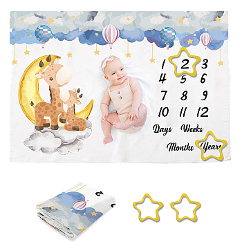 Polyester Baby Monthly Milestone Blanket for Boy and Girl, for Baby Photo Blanket Photography Background Prop Decor, Giraffe, 1016x1500mm