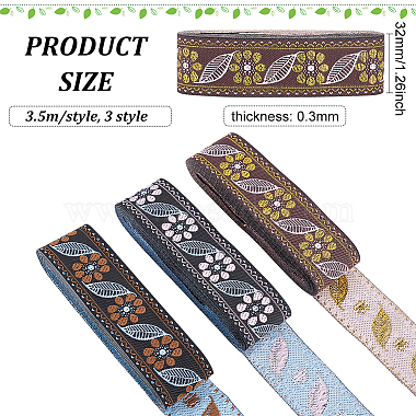 fingerinspire 10.5m 3 styles rubans de polyester de broderie de style ethnique(OCOR-FG0001-43)-2