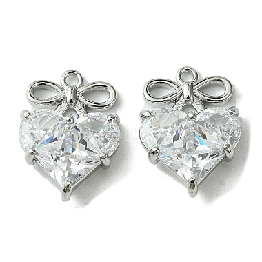 Real Platinum Plated Heart Brass+Glass Pendants