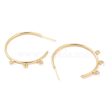 Brass Ring Stud Earrings Findings(KK-K351-26G)-2