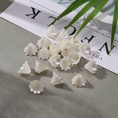 Multi-Petal Flower ABS Plastic Imitation Pearl Bead Caps(OACR-R016-25)-6