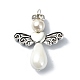 Shell Pearl Pendants with Tibetan Style Alloy Wings(PALLOY-TA00102)-1