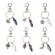6Pcs 6 Style Natural & Synthetic Gemstone Copper Wire Wrapped Keychains(KEYC-SZ0001-13)-1
