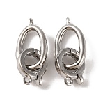 Brass Fold Over Clasps, Cadmium Free & Nickel Free & Lead Free, Oval, Platinum, 28mm, Hole: 1.4mm(KK-U016-11P)