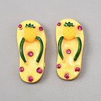 Friut Theme Resin Cabochons, Flip Flops, Pineapple, 30.5x14x8mm(RESI-WH0038-39B)