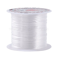 Flat Elastic Crystal String, Elastic Beading Thread, for Stretch Bracelet Making, Dyed, White, 0.8mm, about 12.02 yards(11m)/roll(X-EW014)