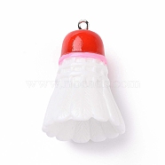 Sport Ball Theme Opaque Resin Pendants, Badminton Charms, with Platinum Plated Iron Loops, Red, 37.5x26mm, Hole: 2mm(RESI-F039-01C)