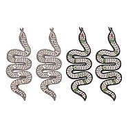 WADORN 2Pcs 2 Colors Snake Shape Appliques, Cloth & Bead Chain & Rhinestone Handicraft Appliques, Costume Hat Bag Ornament Accessories, Mixed Color, 119x42x4.5mm, 1pc/color(DIY-WR0002-52)