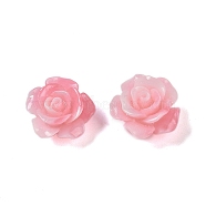 Synthetic Coral 3D Flower Rose Beads, Dyed, Pink, 14x8mm, Hole: 1~1.4mm(CORA-A005-14mm-25)