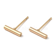Brass Stud Earrings for Women Men, Colunmn, Nickel Free, Real 18K Gold Plated, 14x2mm(KK-C028-23G)