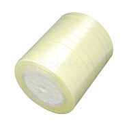 Single Face Satin Ribbon, Polyester Ribbon, Lemon Chiffon, 1/4 inch(6mm), about 25yards/roll(22.86m/roll), 10rolls/group, 250yards/group(228.6m/group)(RC6mmY009)