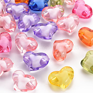 Transparent Acrylic Beads, Bead in Bead, Heart, Mixed Color, 15.5x21.5x12mm, Hole: 3mm, about 213pcs/500g(TACR-S152-19A)