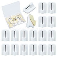 Gorgecraft Adhesive Plastic Wall Hooks, with 201 Stainless Steel Findings, Rectangle, White, 24x17.5x12mm, 30pcs/box(AJEW-GF0006-11)