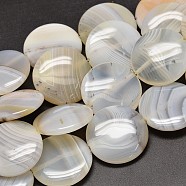 Flat Round Natural Dendritic Agate Bead Strands, 30x7mm, Hole: 1.5mm, about 13pcs/strand, 15.3 inch(G-M257-30mm-24)