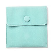 Square Velvet Jewelry Bags, with Snap Fastener, Turquoise, 10x10x1cm(X1-TP-B001-01B-06)