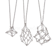 Non-Tarnish 3Pcs 3 Styles 304 Stainless Steel Cable Chain Macrame Pouch Empty Stone Holder Necklace Making, Stainless Steel Color, 17.68~29.45 inch(44.9~74.8cm), 1pc/style(NJEW-JN04971)