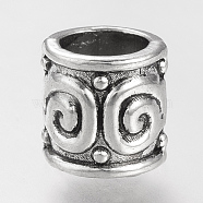 Tibetan Style Alloy Beads, Cadmium Free & Lead Free, Column, Large Hole Beads, Antique Silver, 8x8.5mm, Hole: 5.5mm, about 960pcs/1000g(TIBE-S310-084AS-LF)
