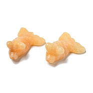 Natural Topaz Jade Carved Healing Goldfish Figurines, Reiki Energy Stone Display Decorations, 21.5x29~29.5x37~39mm(DJEW-D012-08D)