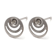 Flat Round 201 Stainless Steel Stud Earring Findings, Earring Settings with 304 Stainless Steel Pins, Stainless Steel Color, 9mm, Pin: 11x0.8mm, Tray: 2.3mm(STAS-Q315-06P)